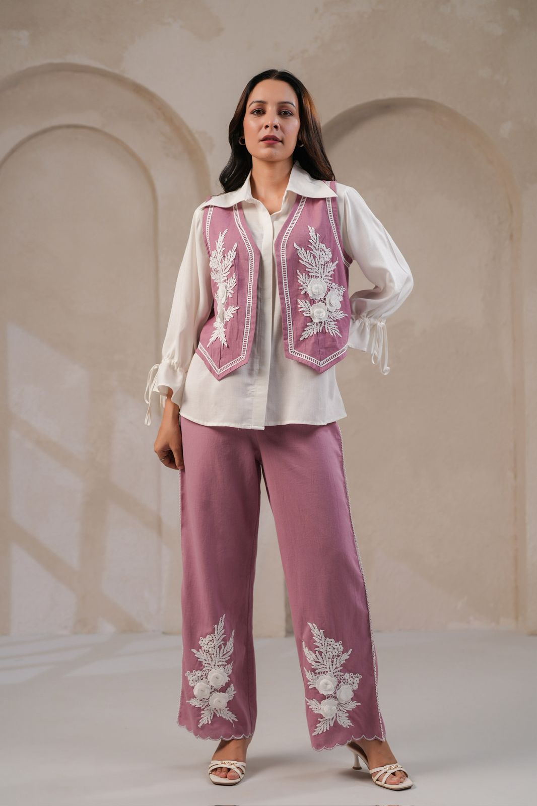 Pink Demin cotton jacket style Co ord set