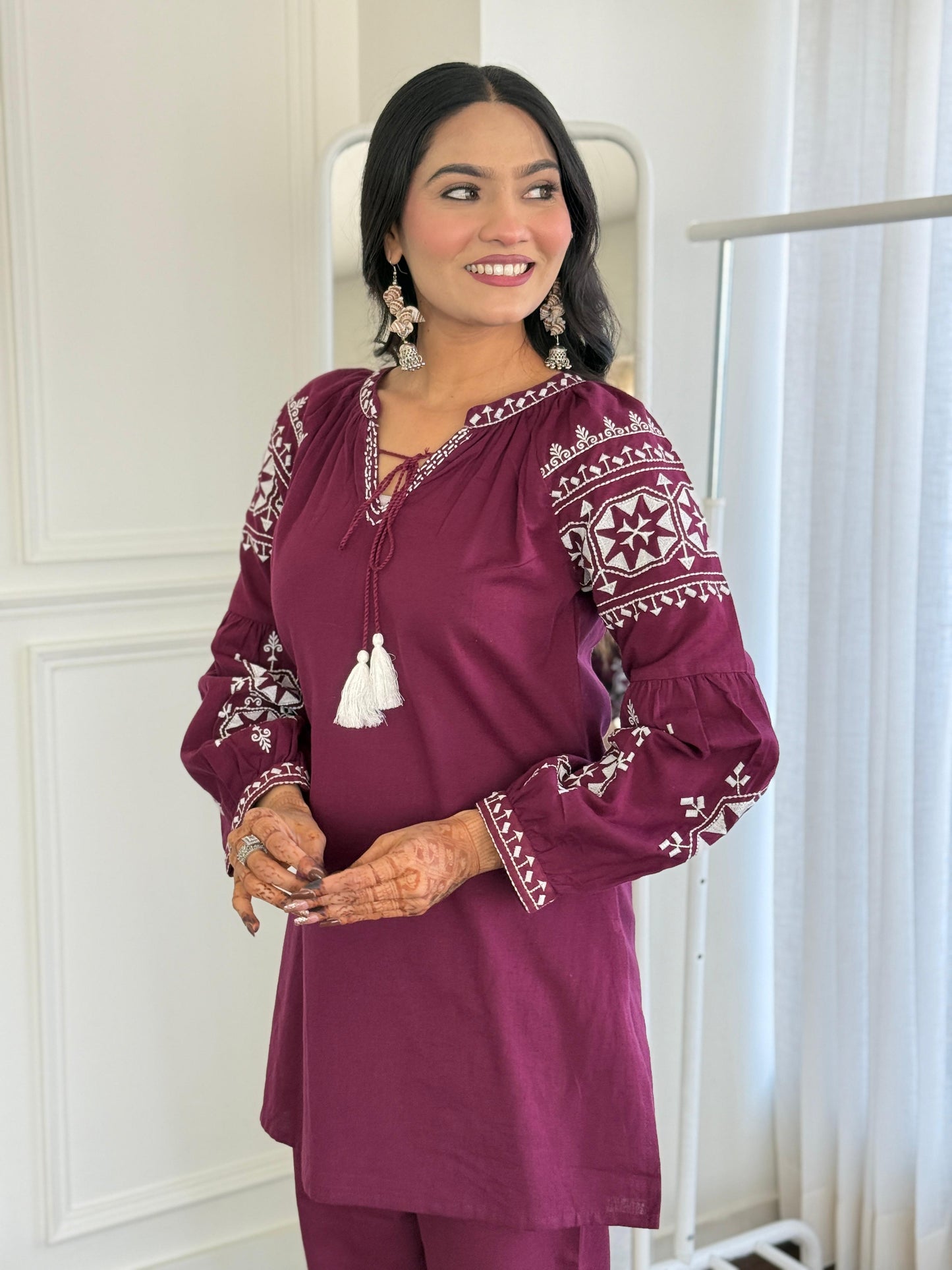 Cotton embroidery co ord set
