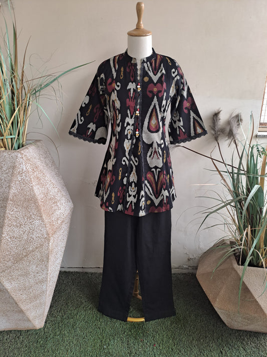 Black Ikkat cotton ord set