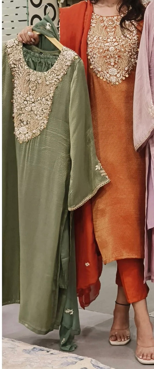 Premium rose gold / green tissue suit