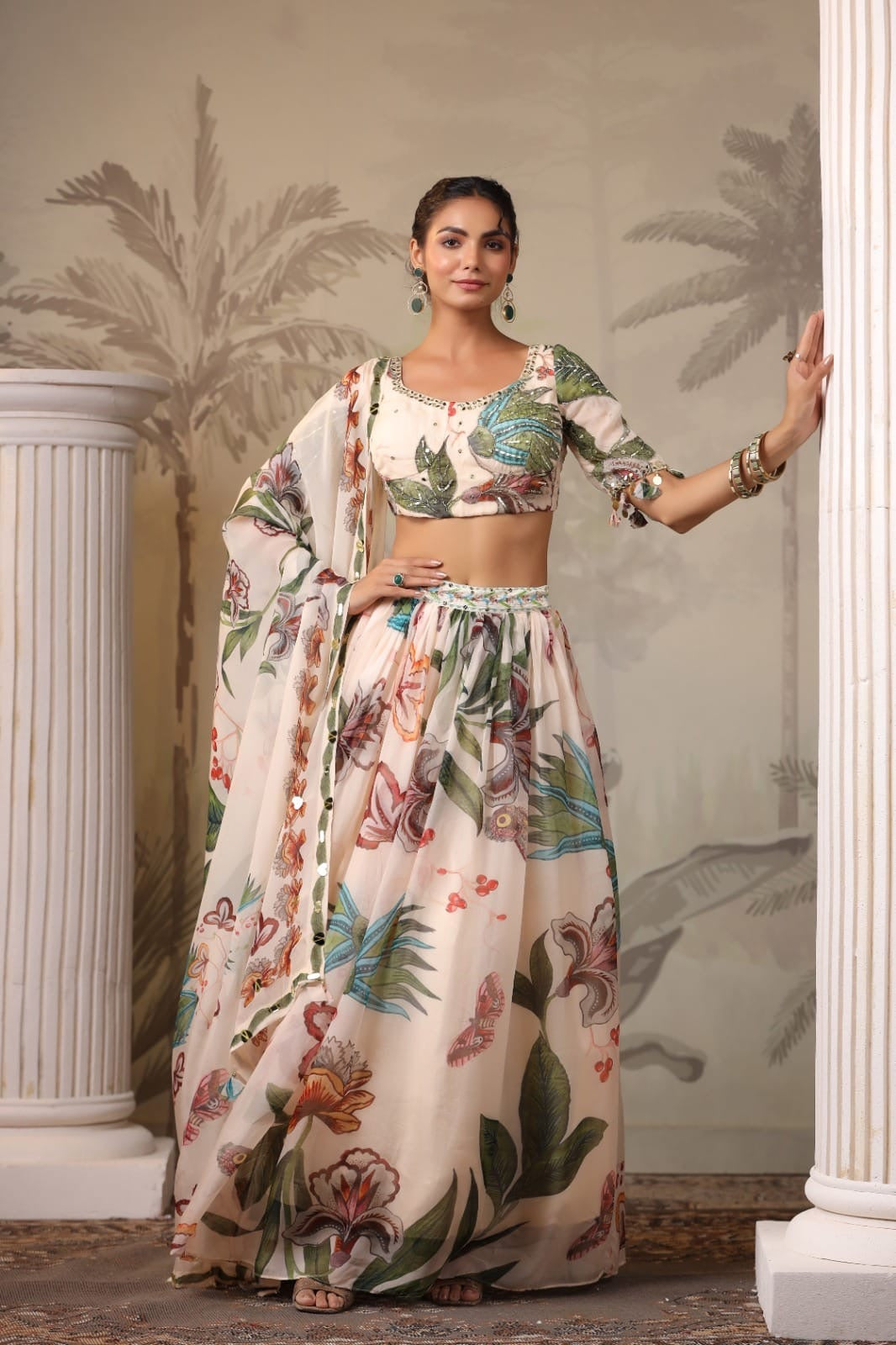 Luxe Tropical skirt blouse set