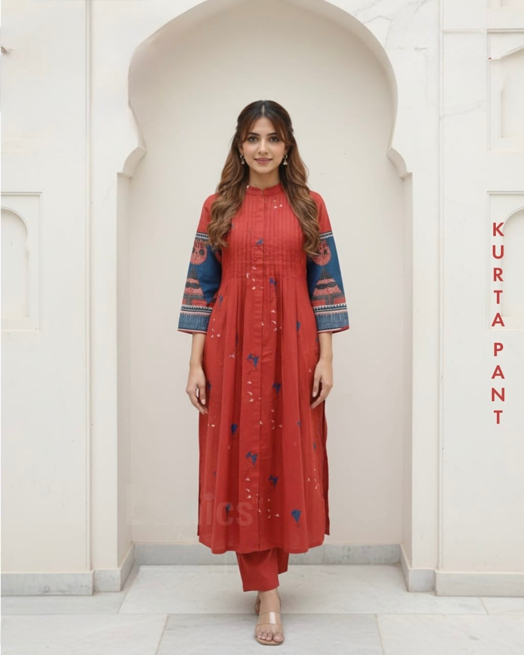 Brick cotton Ajrakh kurta pant