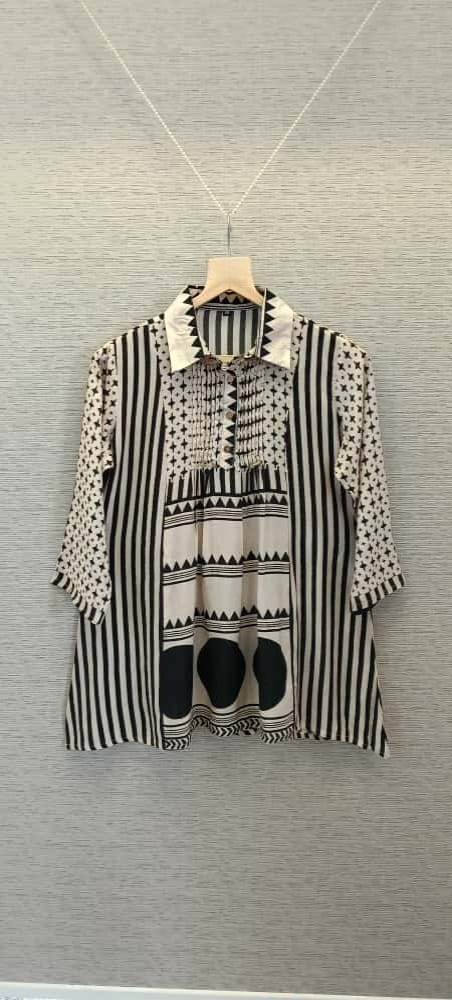 Black and white  Ajrakh crepe skirt