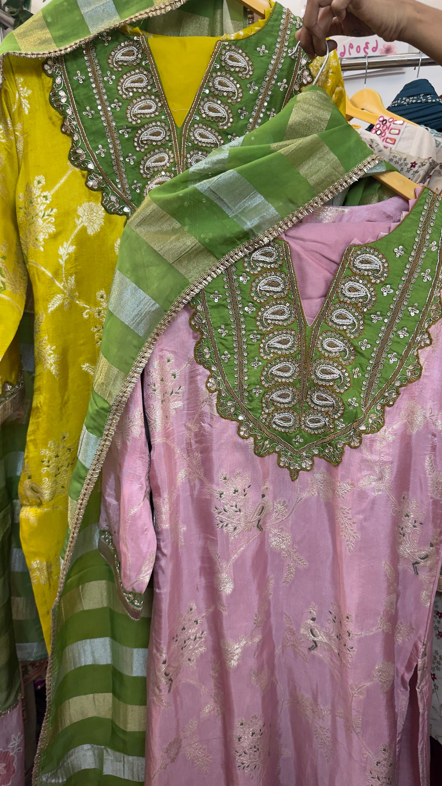 Vintage banaras silk suit with tissue dup & silk pants