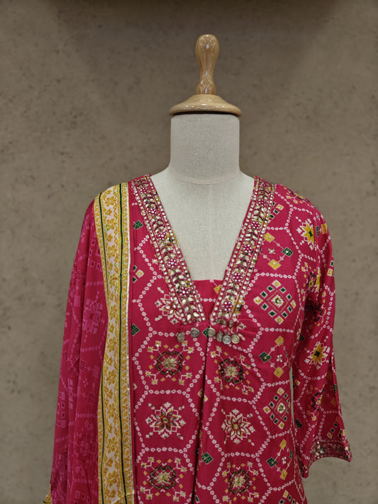 Pink Patola divider suit