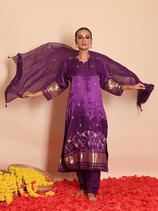 Purple maharani Gajji suit
