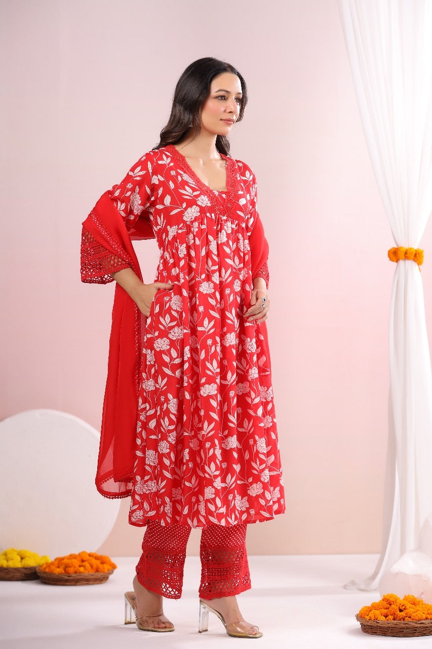 Bobbin lace red suit