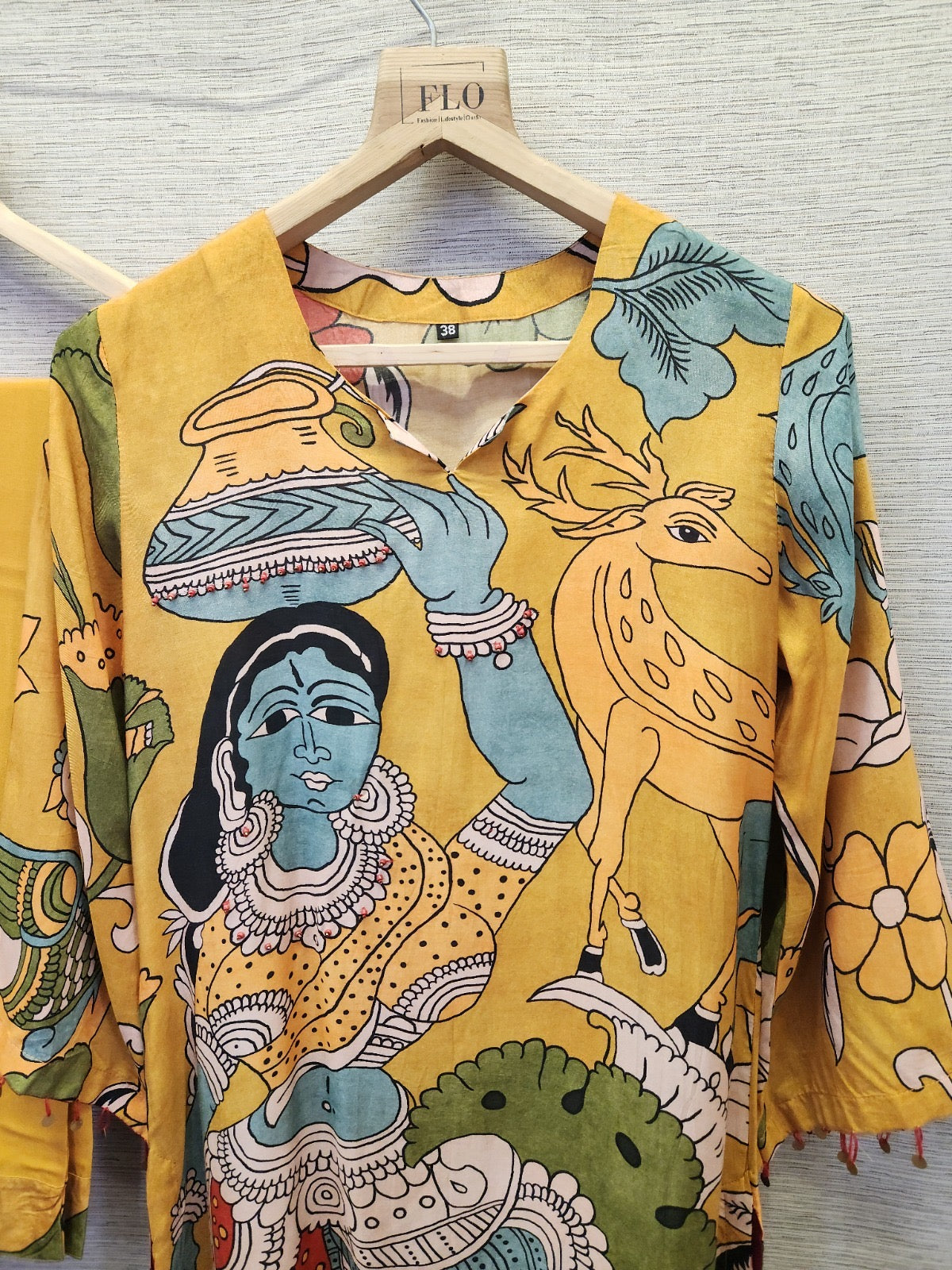 Yellow chitra Kamkari model kurta pant set