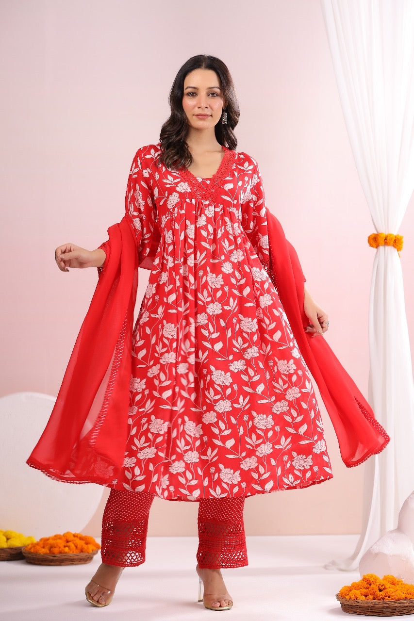 Bobbin lace red suit