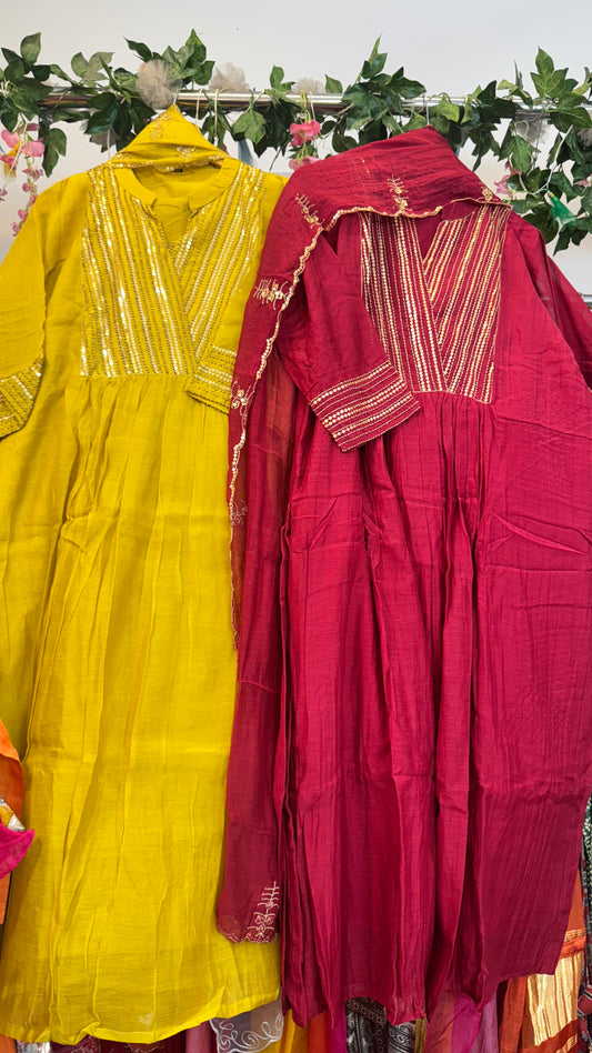 Squance classy yellow mul chandari