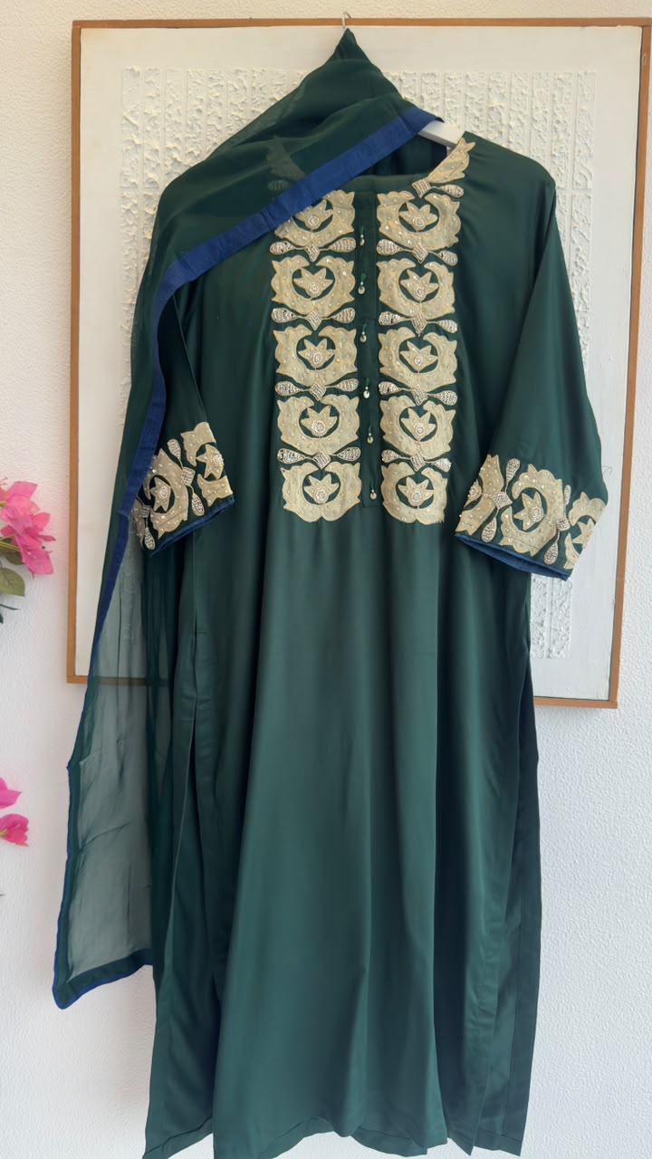 Pure crepe silk set long suit ( length 48 inch of kurta)