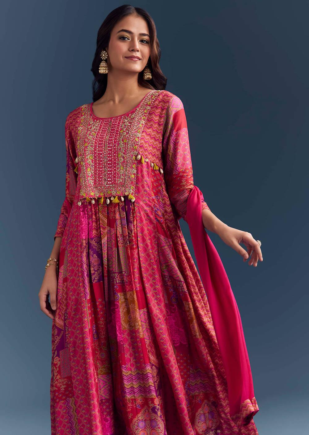 Digit raw silk designer Anarkali