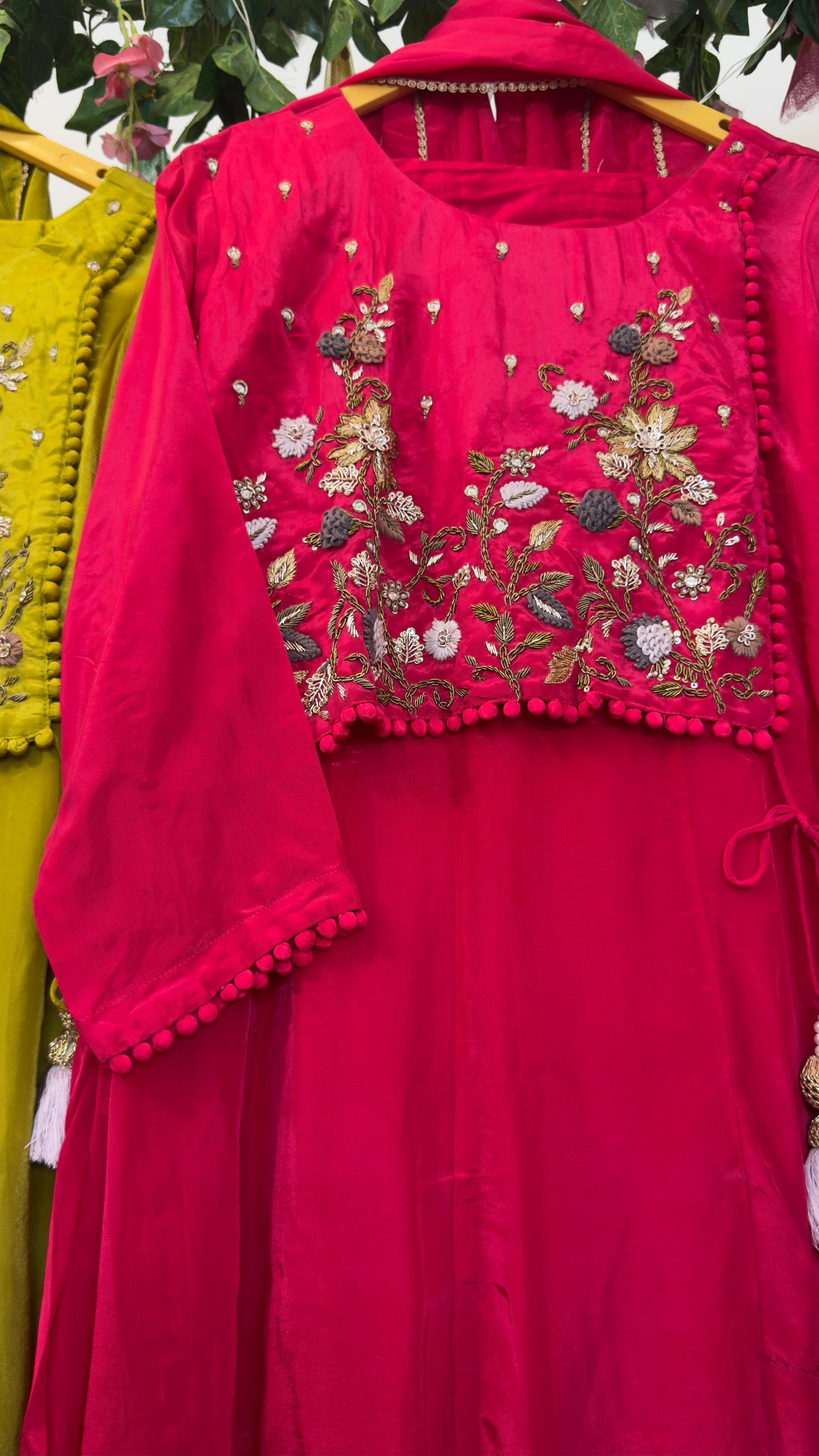 Crepe anrakha pattern with beautiful handwork suit