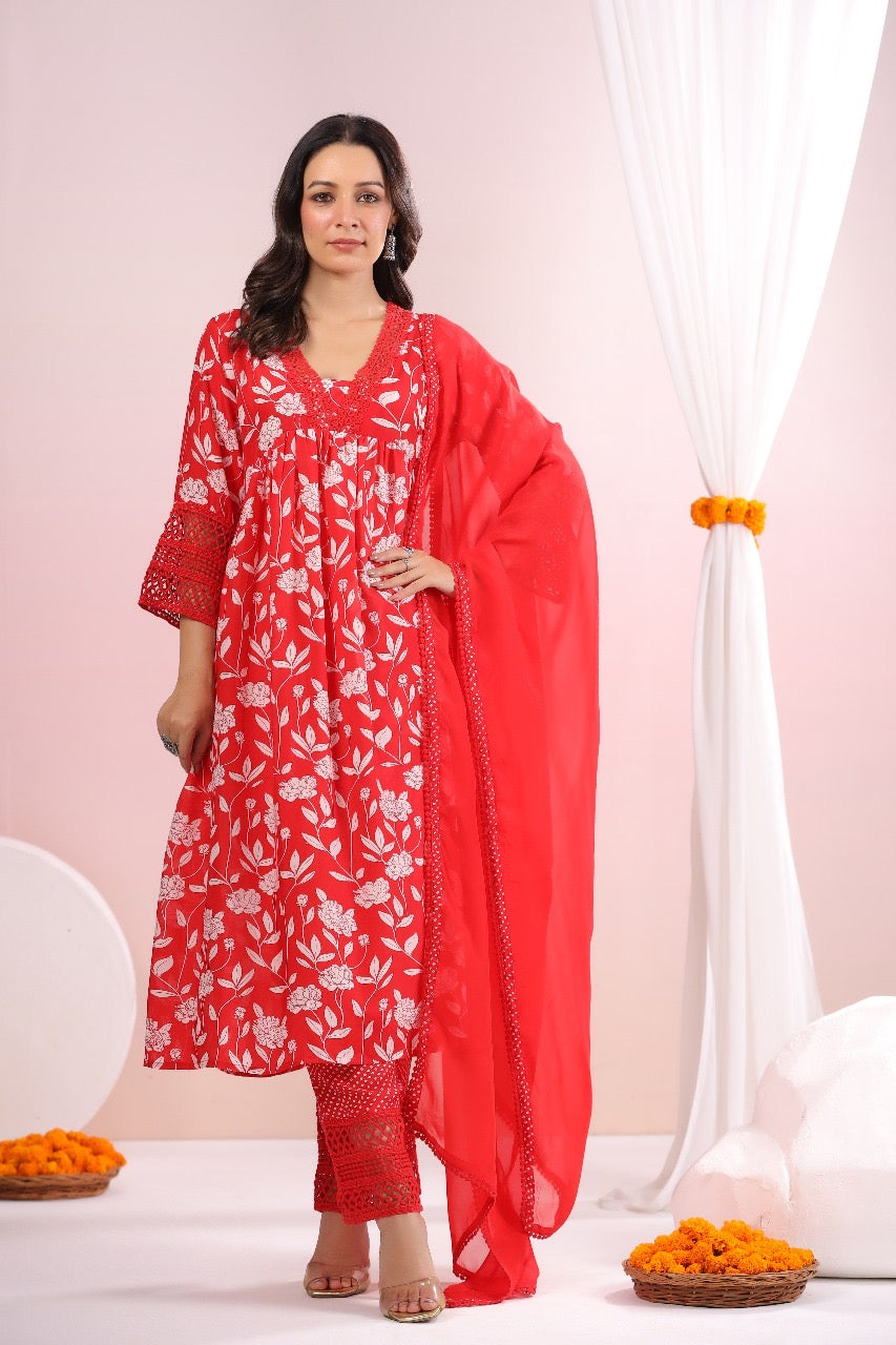 Bobbin lace red suit
