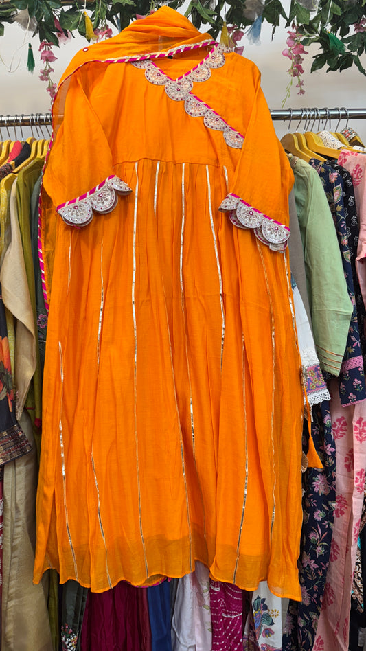 Fanta orange mul chandari Anarkali