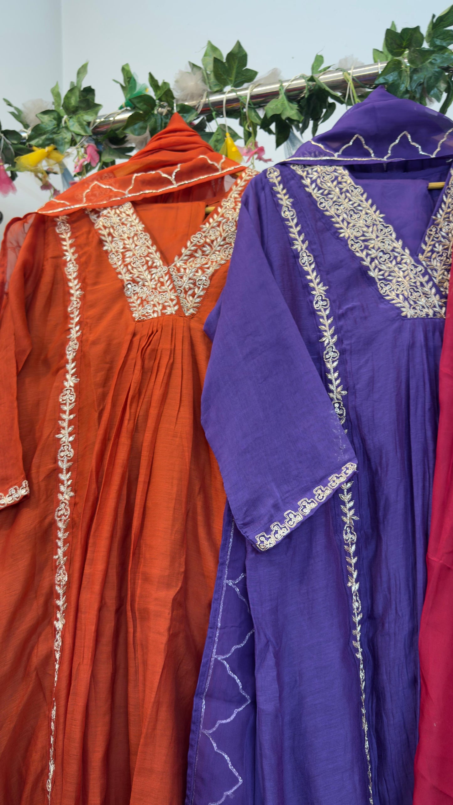 Hit mul chandari suit Aline with zari and beautiful work on kurta dup with silk pants