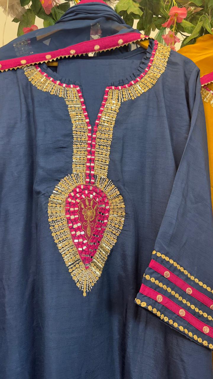 Lotus real mirror silk suit