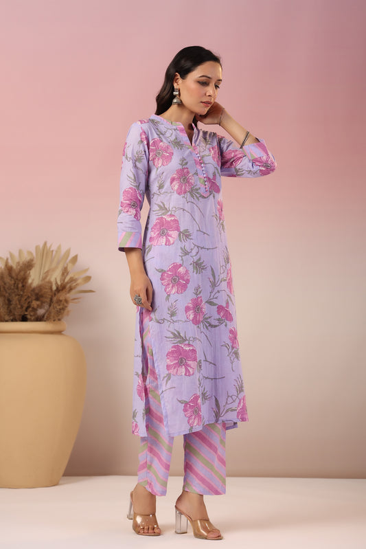 Floral organic cotton kurta pants