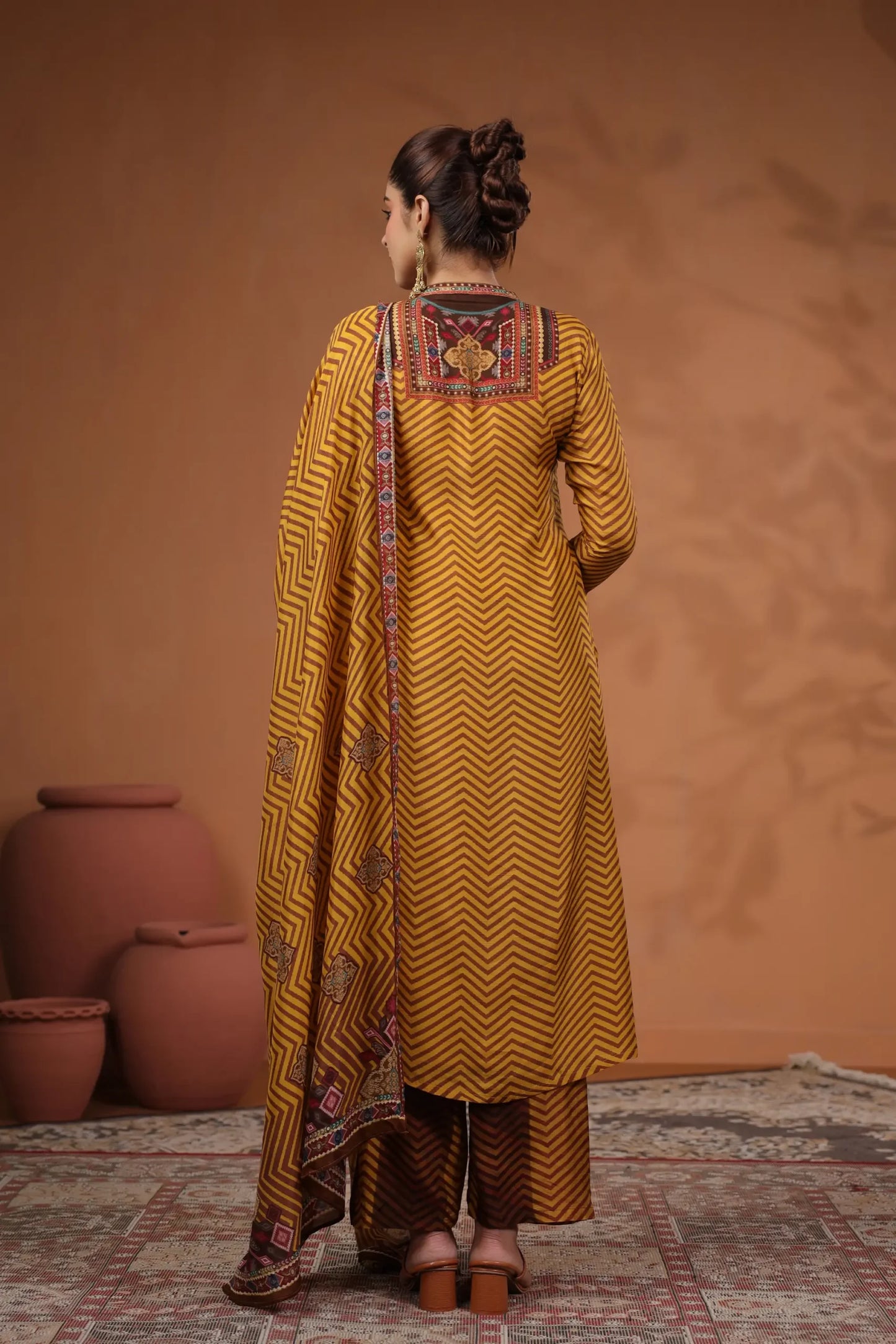 Mustard silk suit