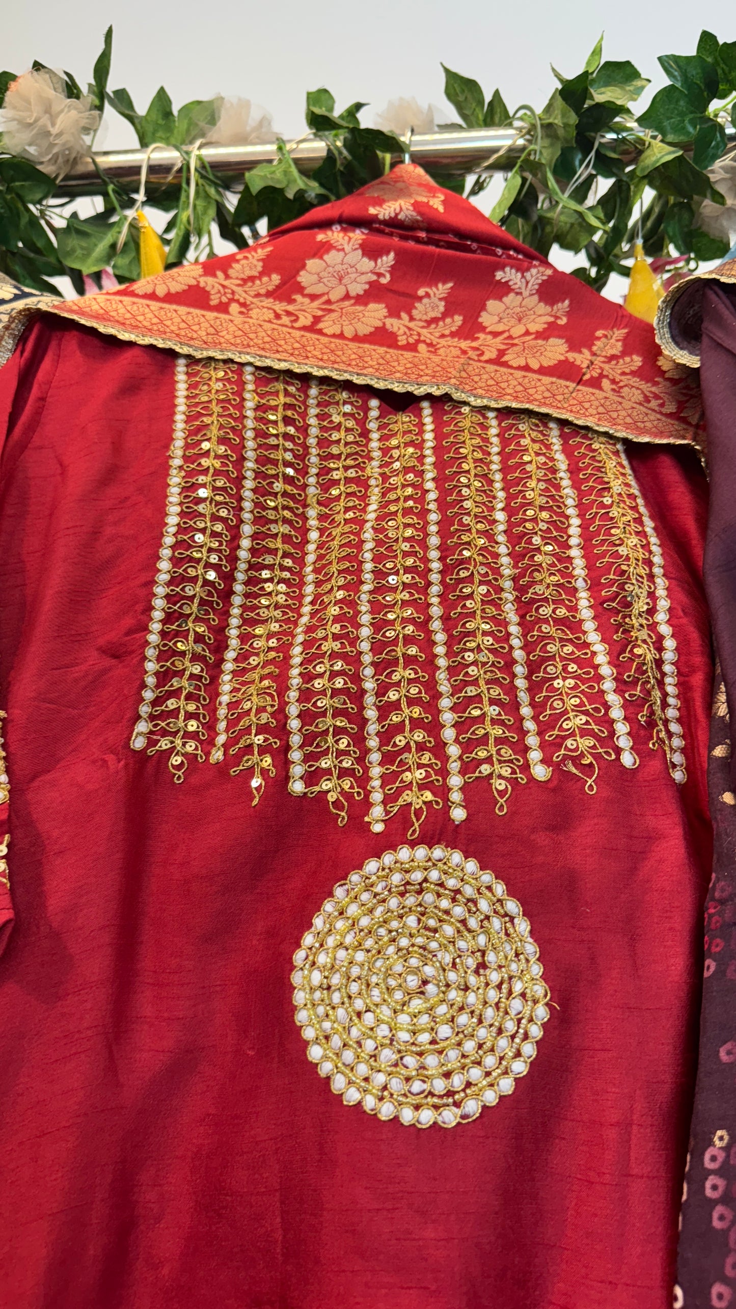 Circle hand work silk suit