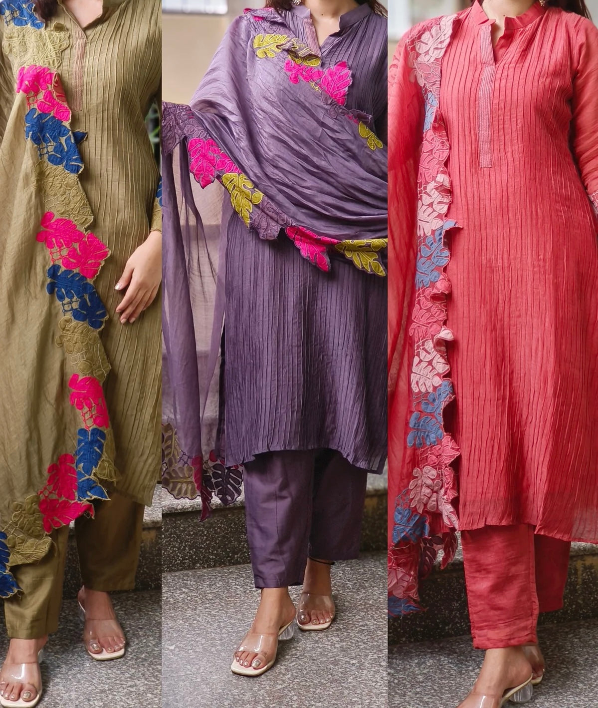 Cutwork leaf  pure mul chandari