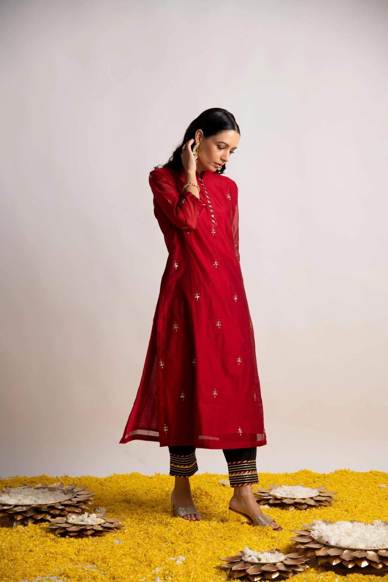 Marron chandari kurta pant