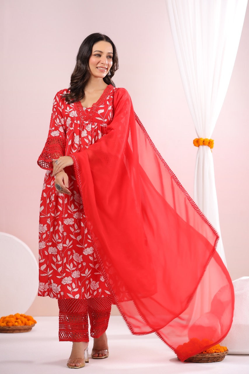 Bobbin lace red suit