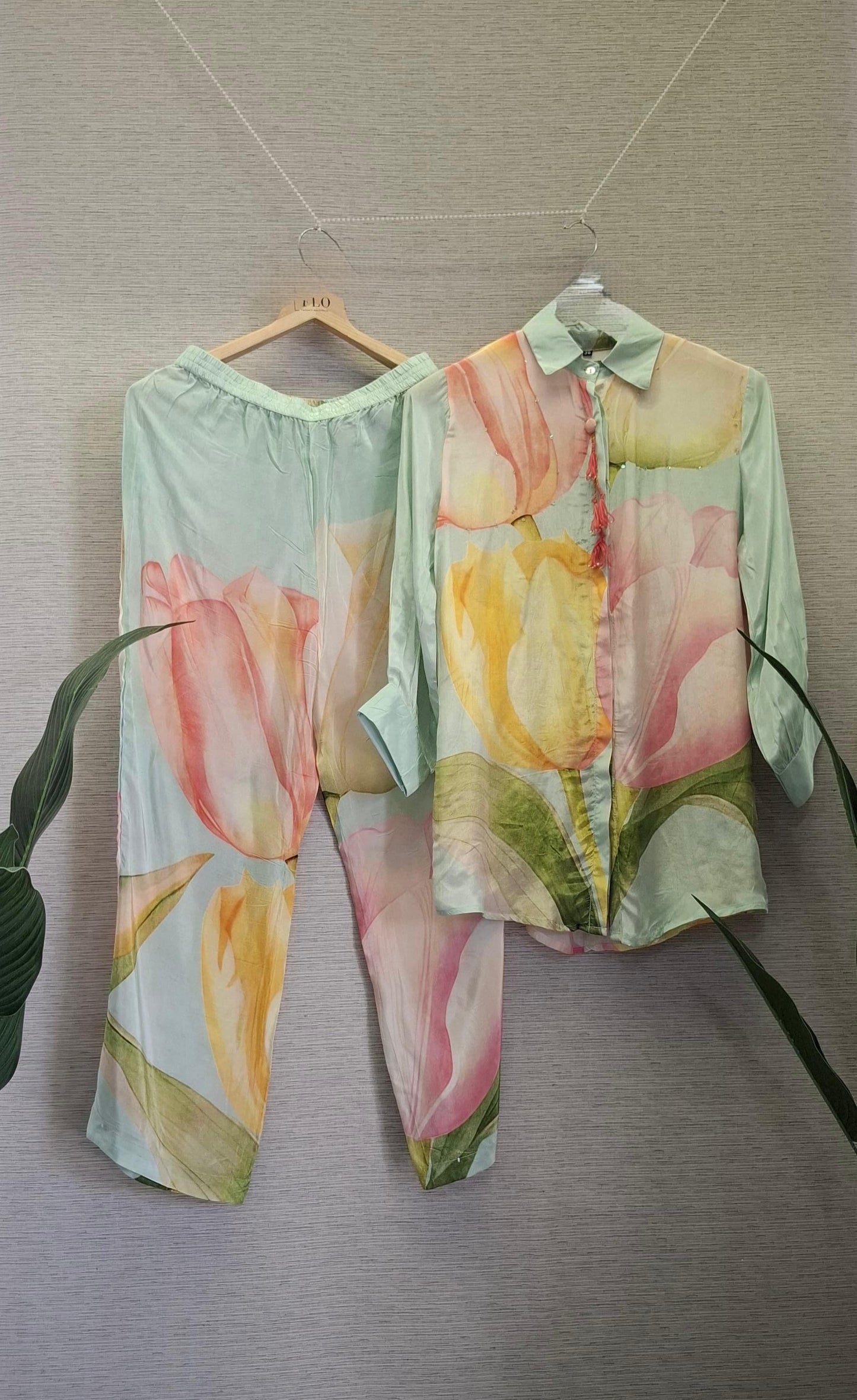 Blue floral crepe co ord set