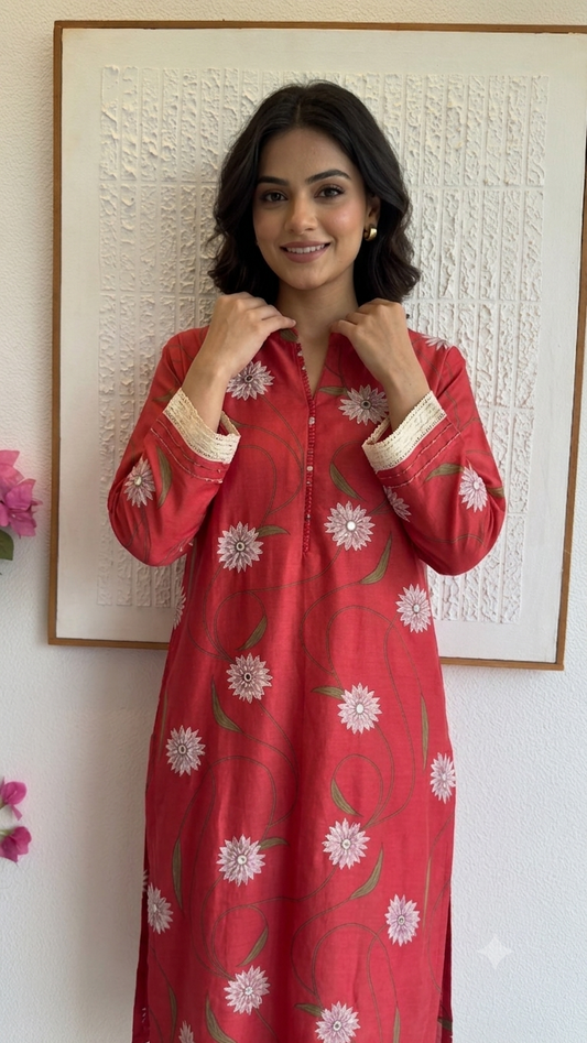 70 green chandari silk in digit prints with cotton silk pants