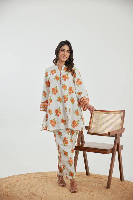 Brown floral cotton co ord set