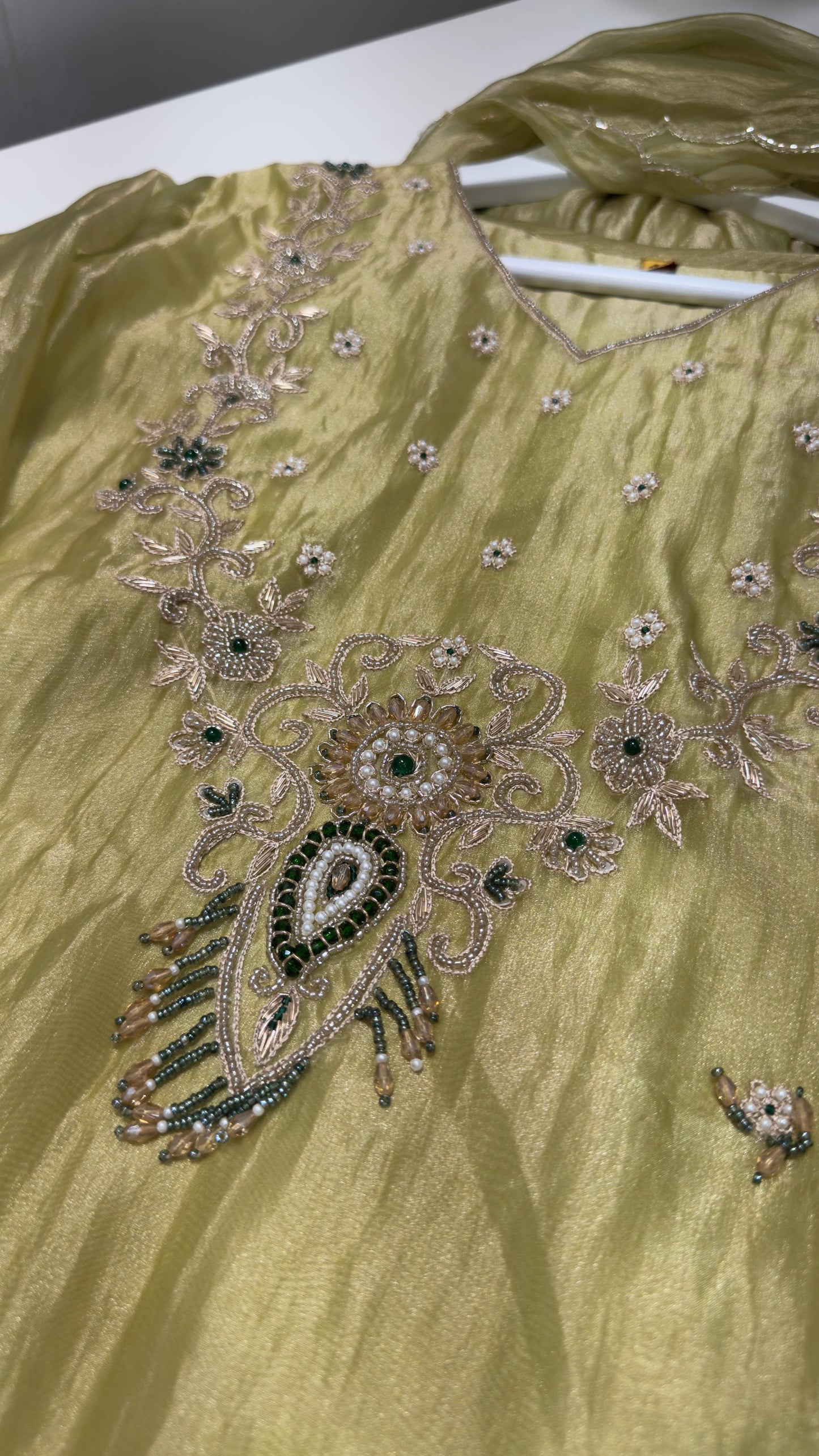 Salsa tissue Anarkali with handwork