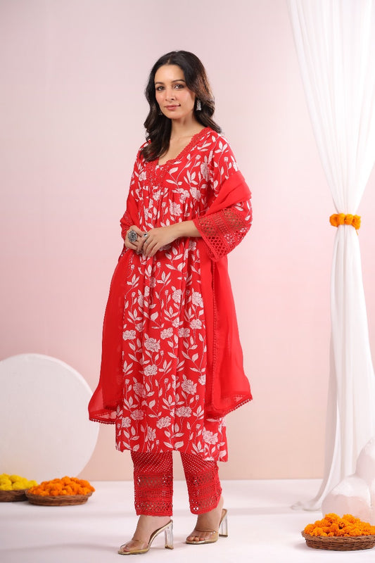 Bobbin lace red suit