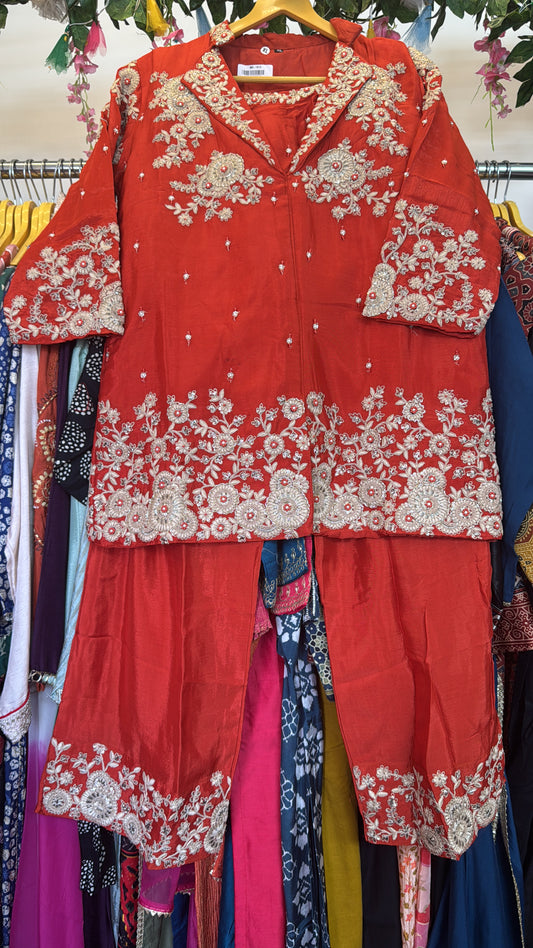 Orange hand work co-ord set