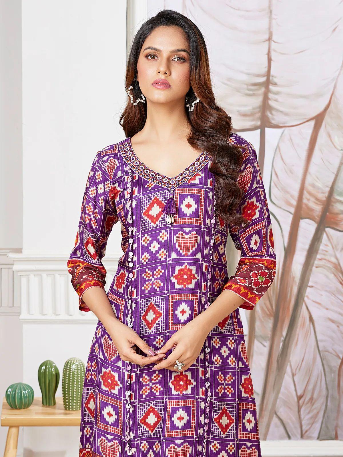 Pure silk patola suit kurta pant
