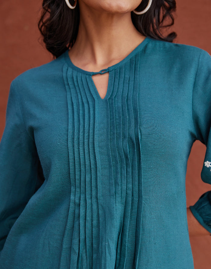 Purple / green cotton embroidery