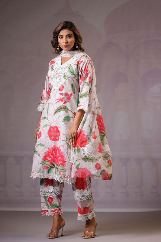 Floral linen cotton