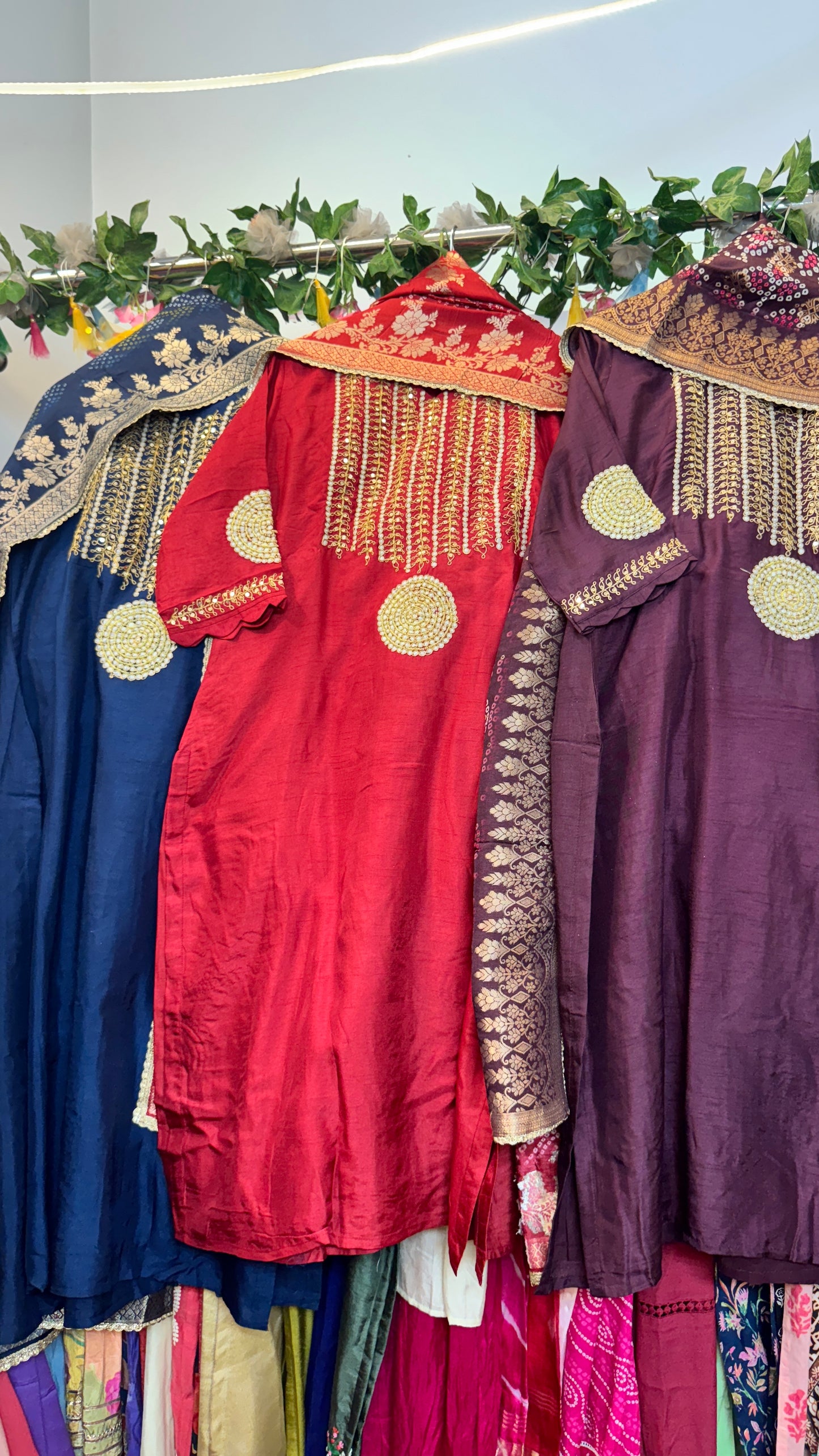 Circle hand work silk suit