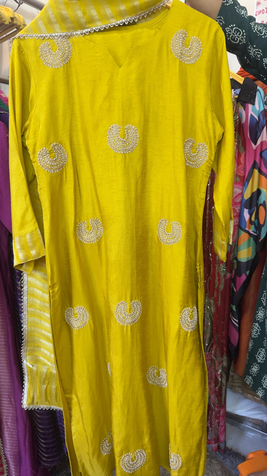 Pure silk Chand Bali work all over kurta