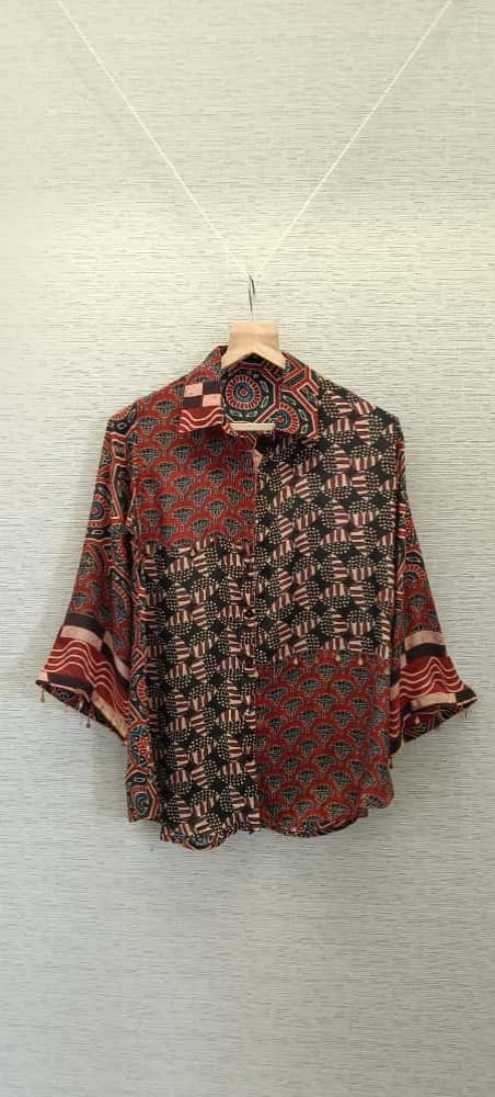 Marron  multi print  Ajrakh crepe skirt