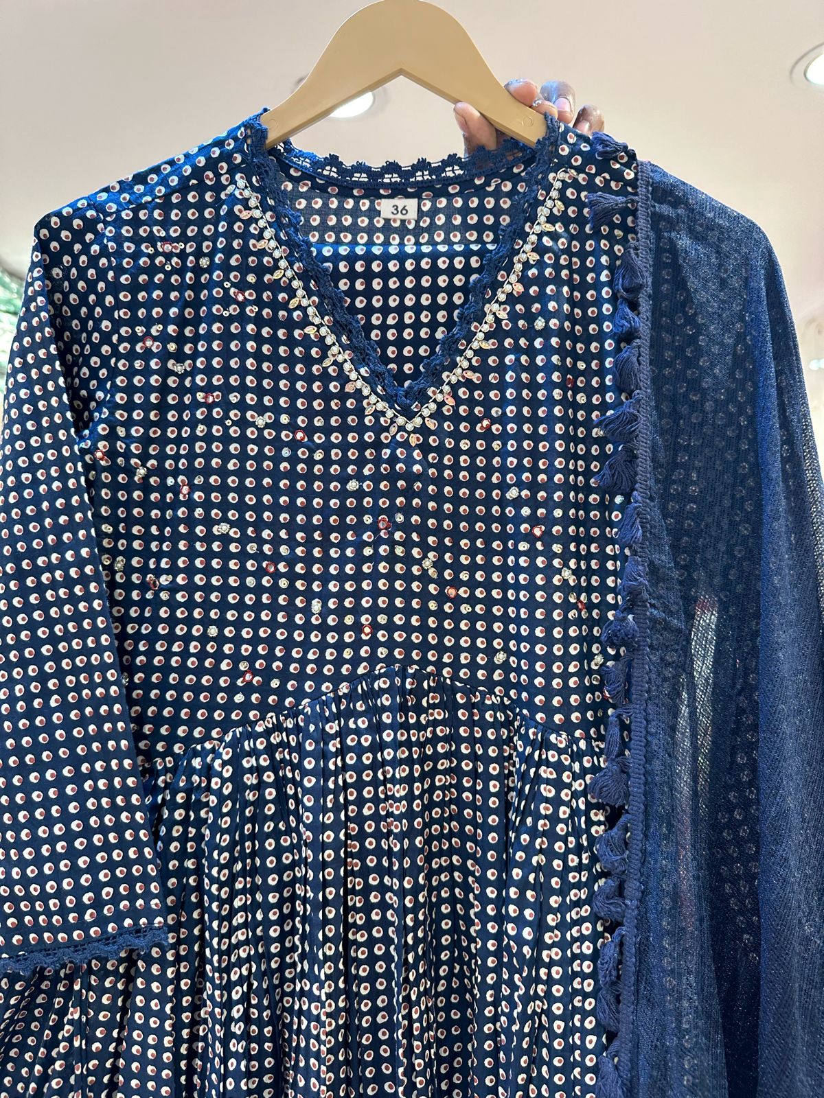 Square classy green/ blue Anarkali