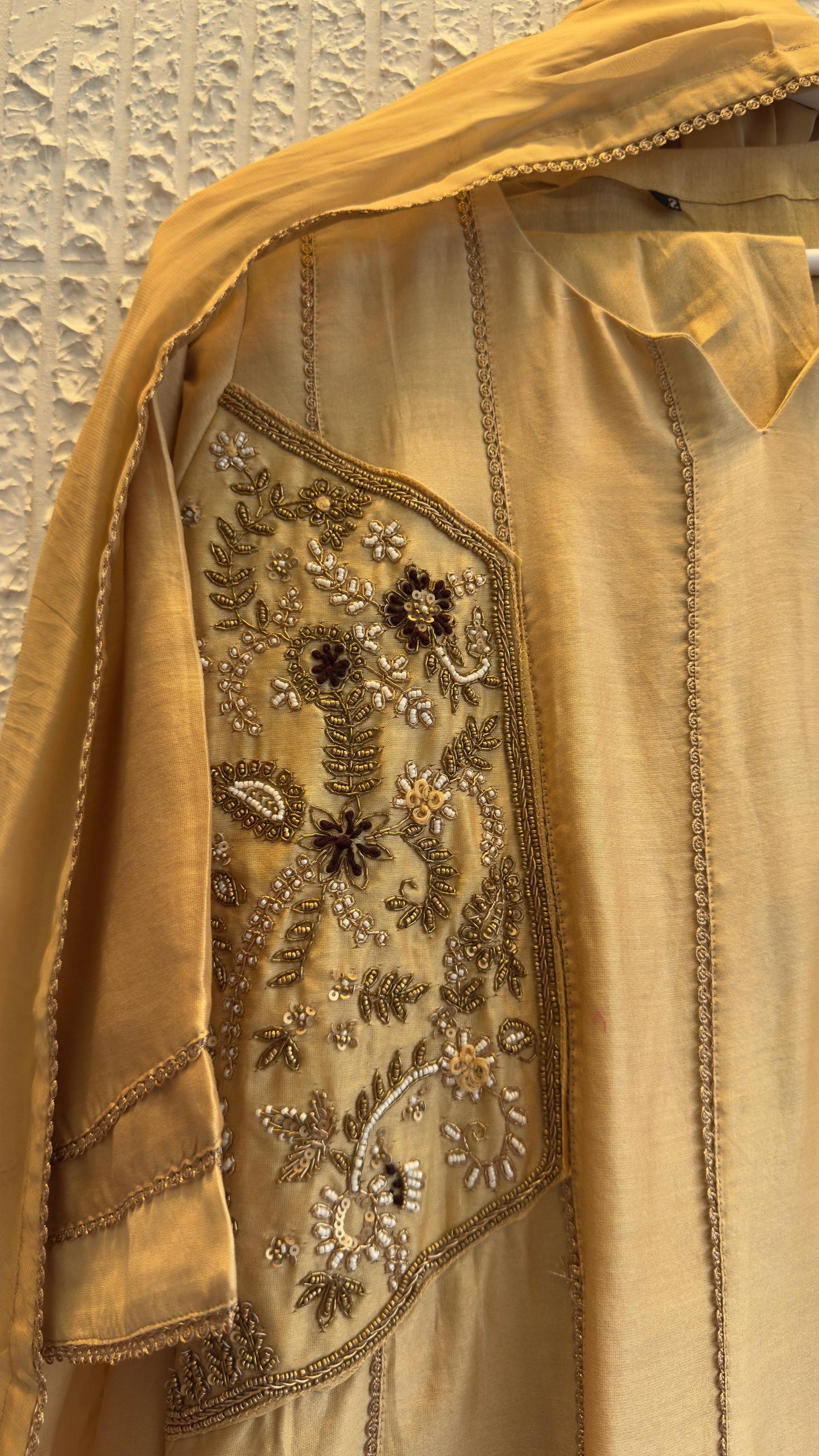 Mughal appliqué zardozi work premium chandari silk Anarkali