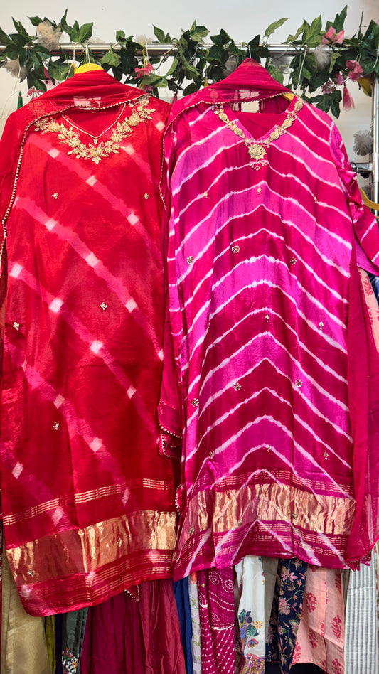 Gajji Bandhani/lehriya suit