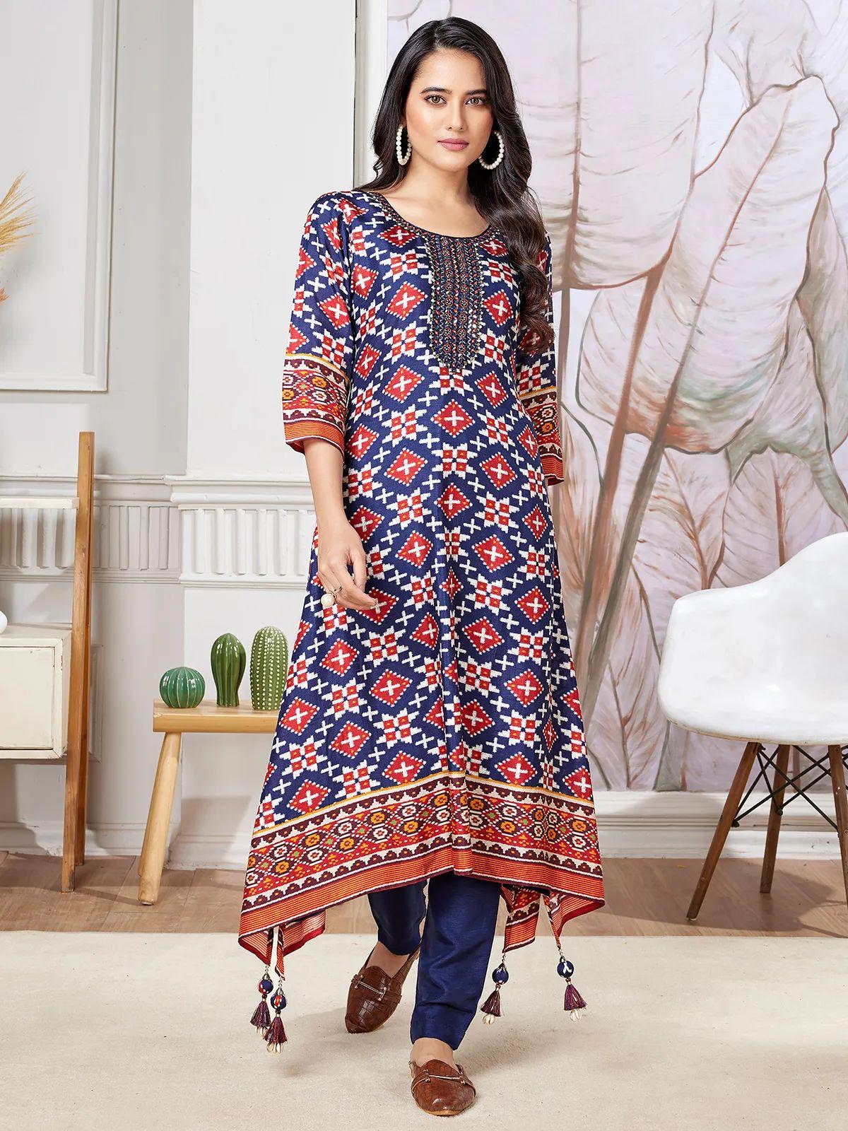 Pure silk patola suit kurta pant