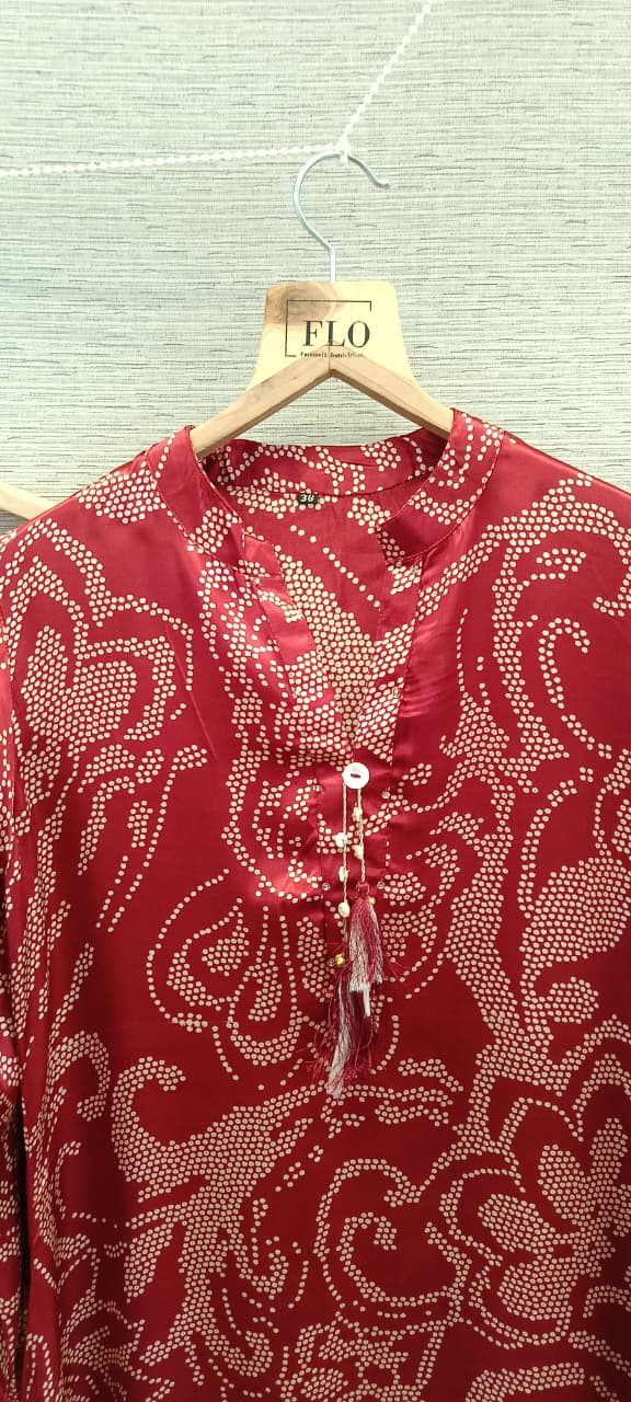 Bandhani Farshi bottom with gajji top co ord set