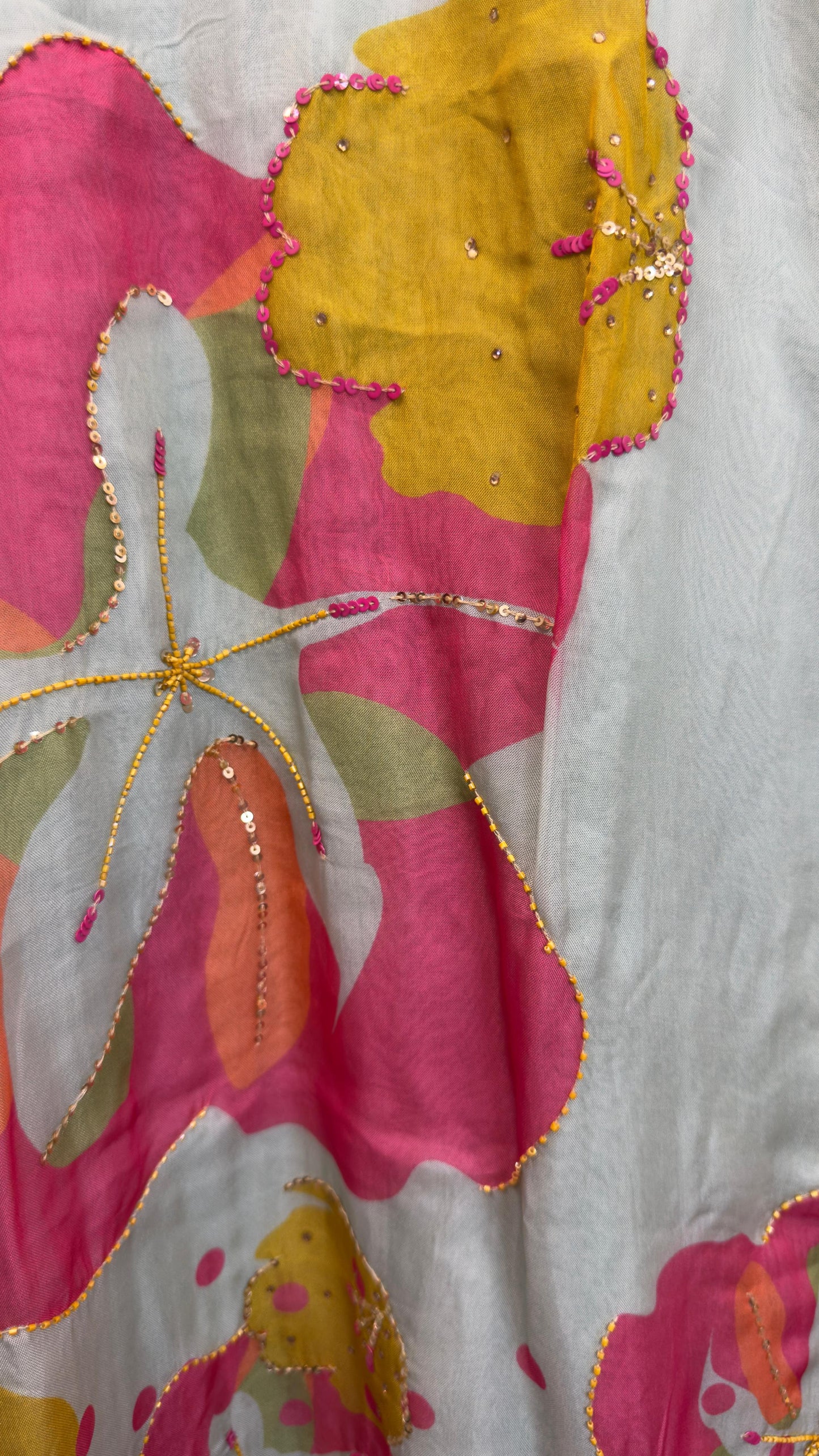 Premium organza suit with beautiful floral and handwork detailing