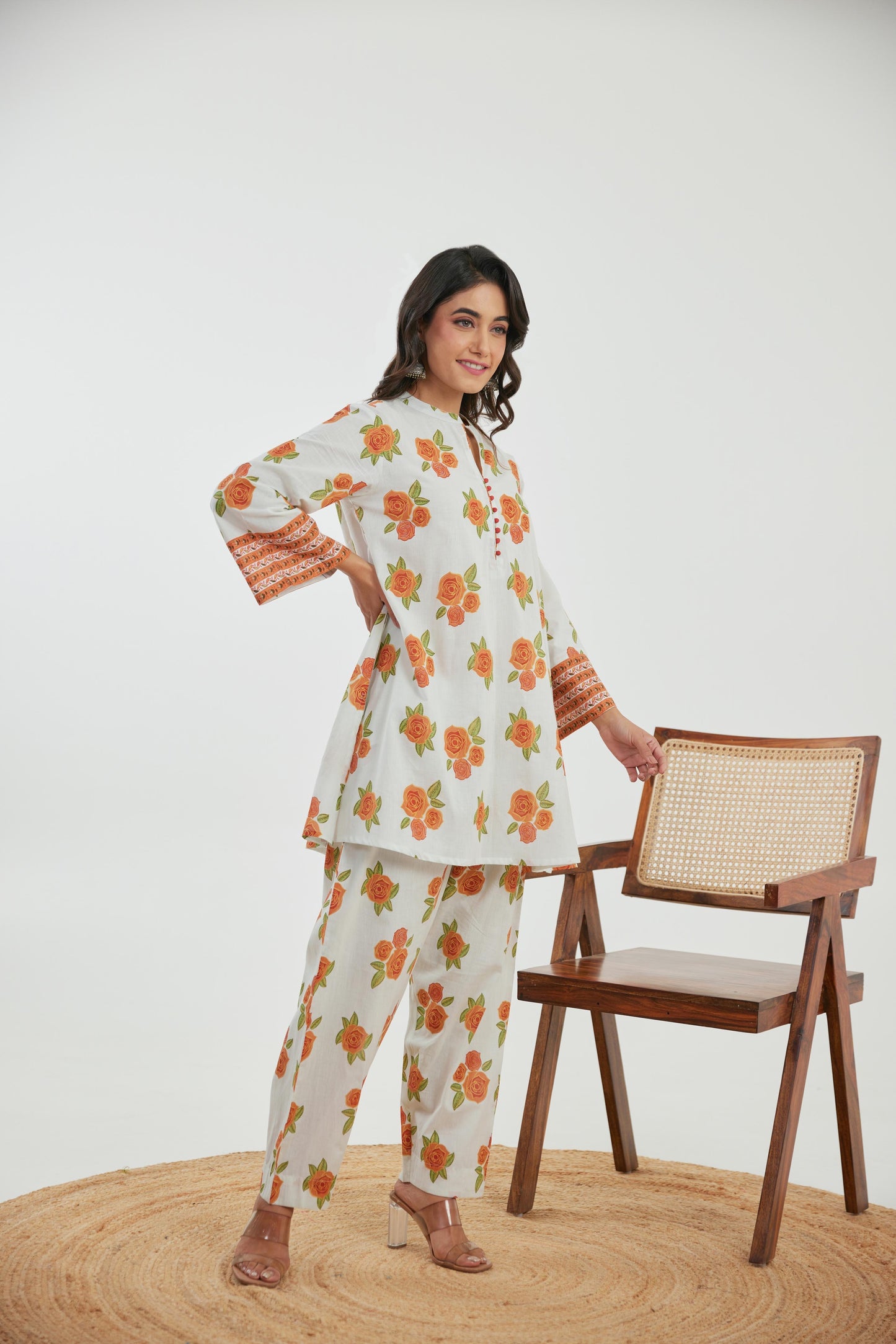 Brown floral cotton co ord set