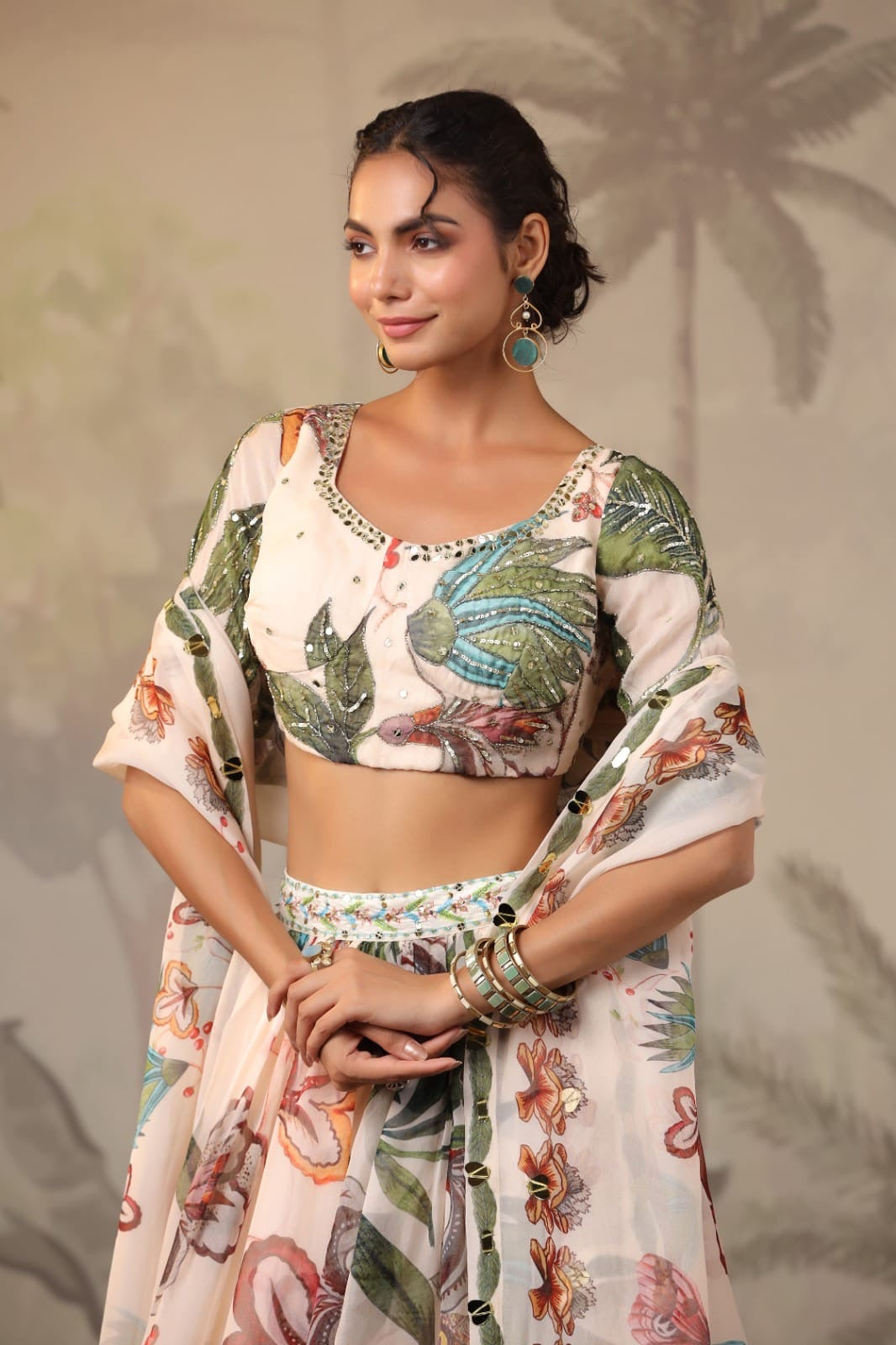 Luxe Tropical skirt blouse set