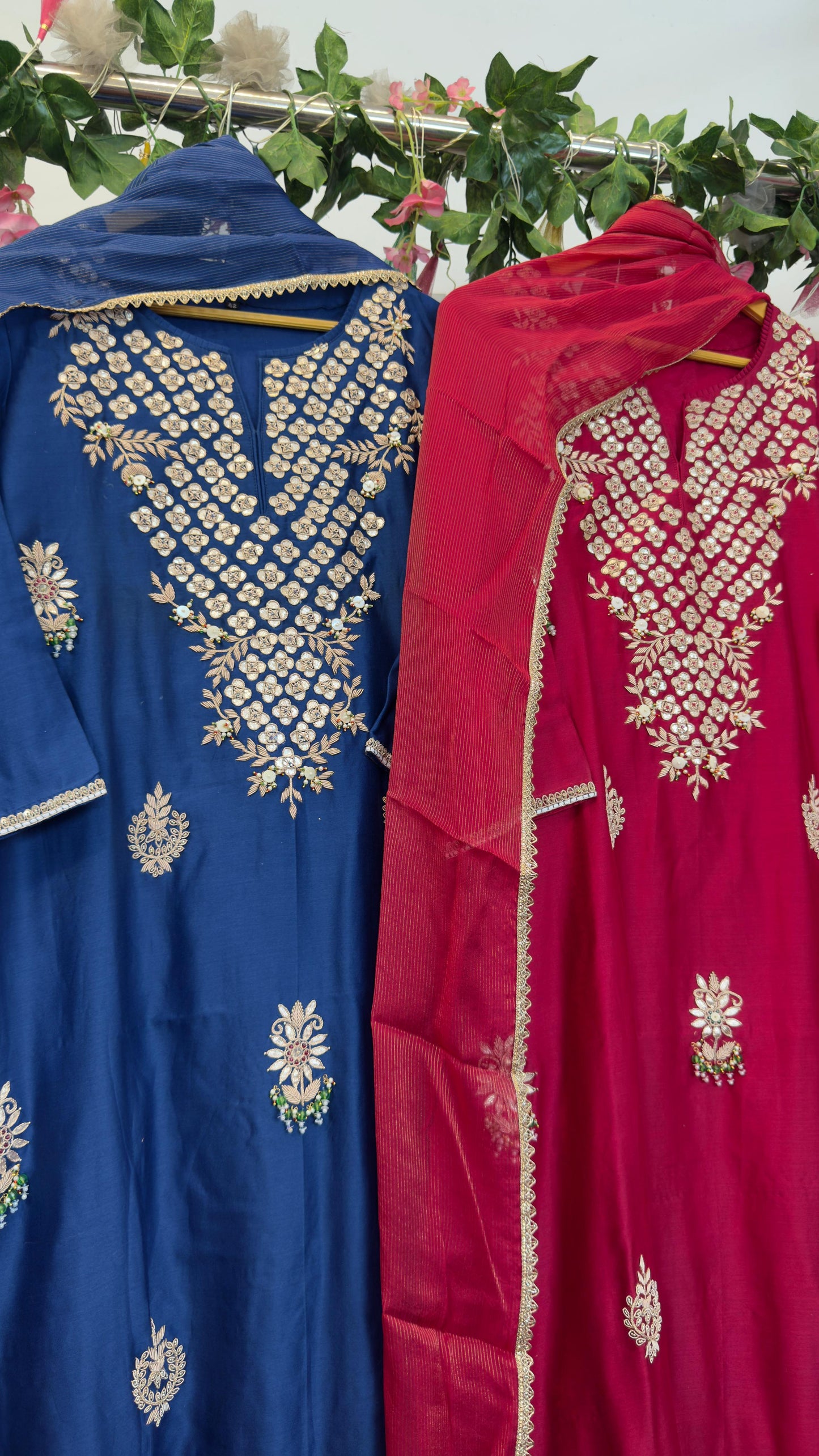 Premium silk gota zari heavy organza sharara dupppta