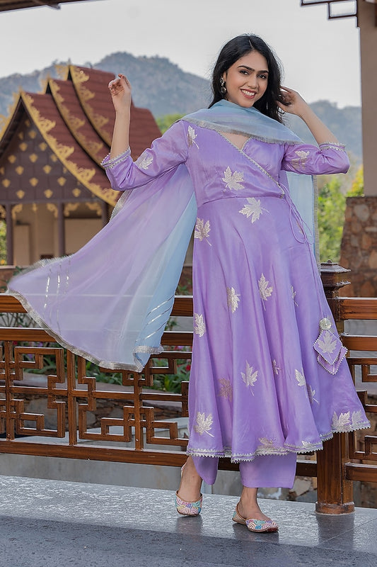 Lavender banaras silk Anarkali