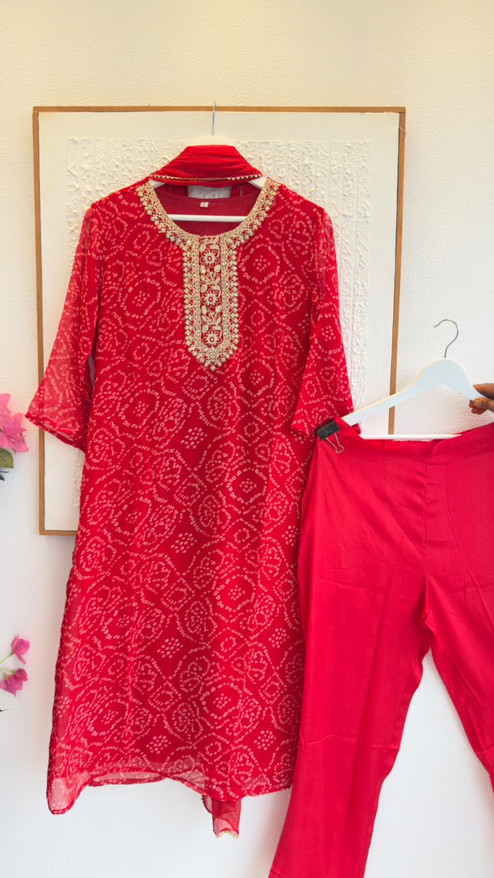 Georgette Bandhani suit